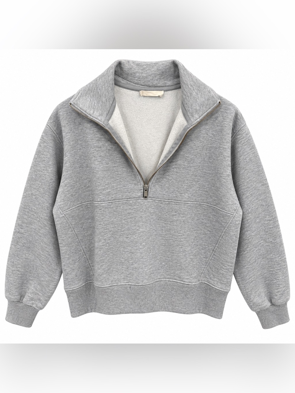 Everlane Women’s M Gray Half Zip Pullover Sweatshirt Oversized Funnel Neck